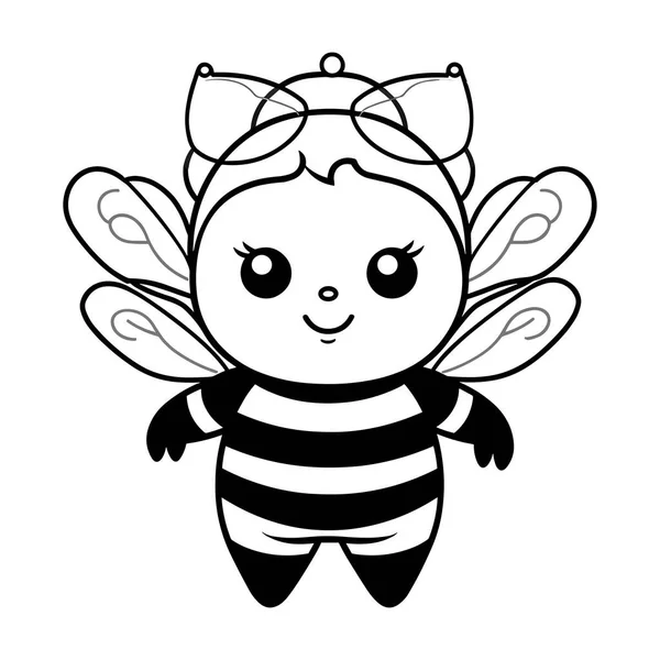 漫画かわいい蜂のための子供の着色本 — ストックベクタ