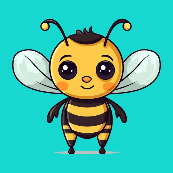 Aranyos Imádnivaló Méh Előfizetői Kék Háttér — Stock Vector