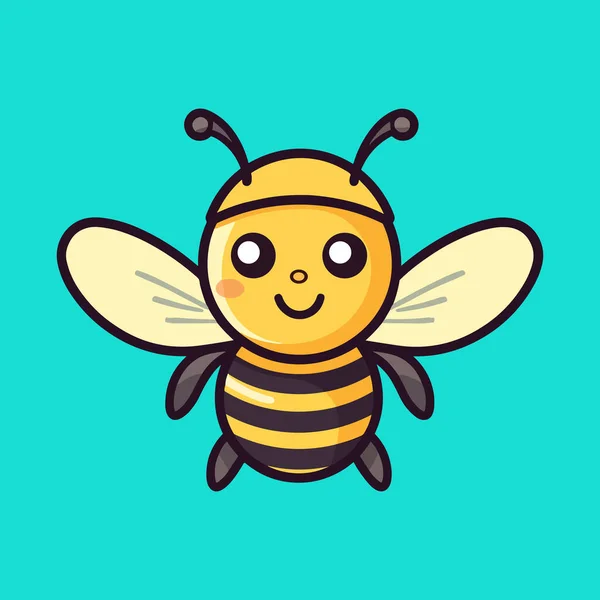 Cute Cartoon Bee Minmal Flat — Stock Vector