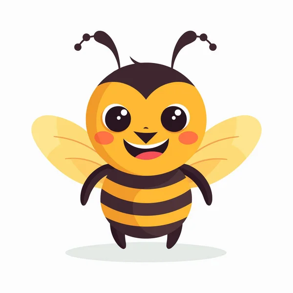 Happy Simple Bee Clipart White Background — Stock Vector