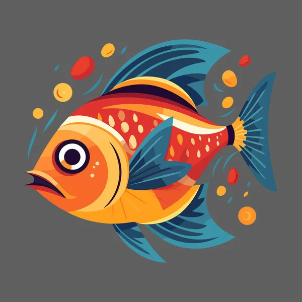 Funny Colorful Fish Graffiti Artwork Style — Stock Vector