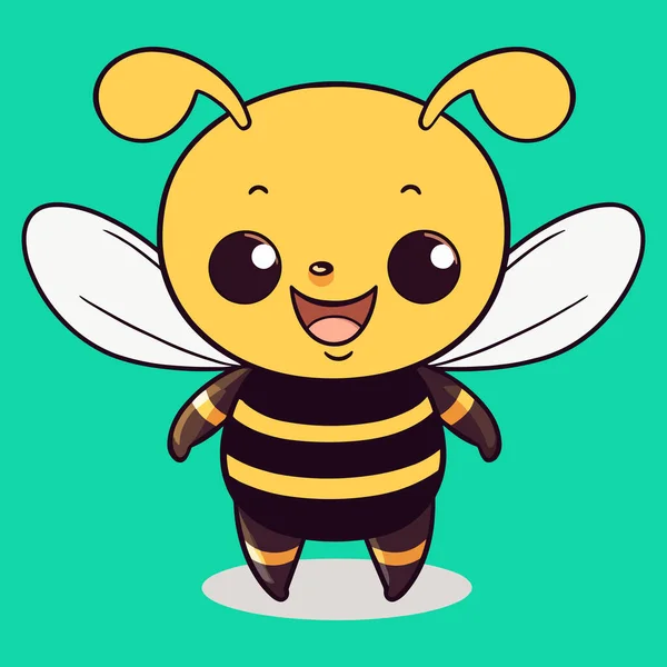 Kawaii Animasyon Arıları Mavi Arka Plan — Stok Vektör