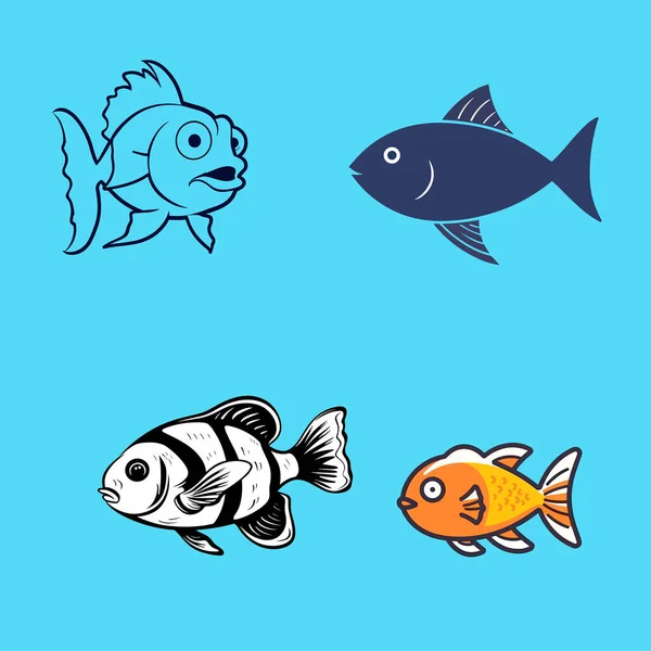 Set Dari Ikan Hewan Laut - Stok Vektor