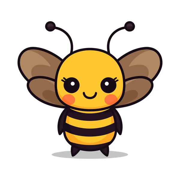 Enkel Kawaii Bee Clipart Vit Bakgrund — Stock vektor