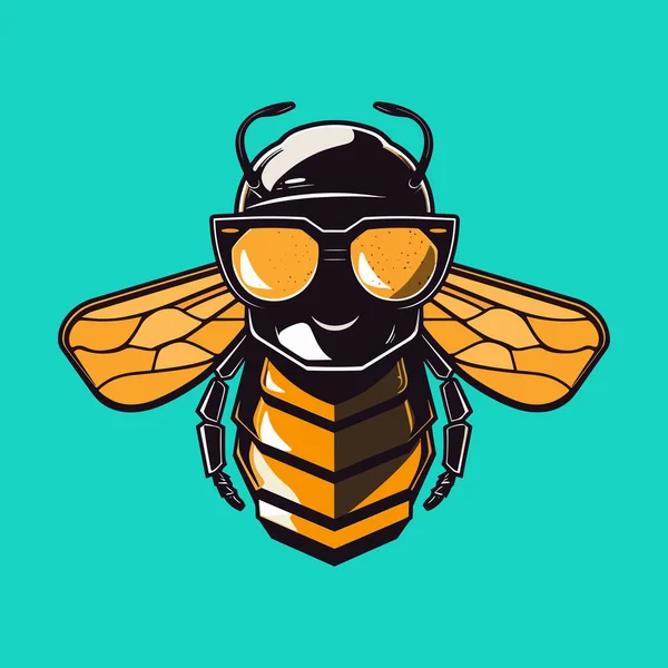 パイロット付きの簡易ベクトルピクセル化蜂のロゴ — ストックベクタ