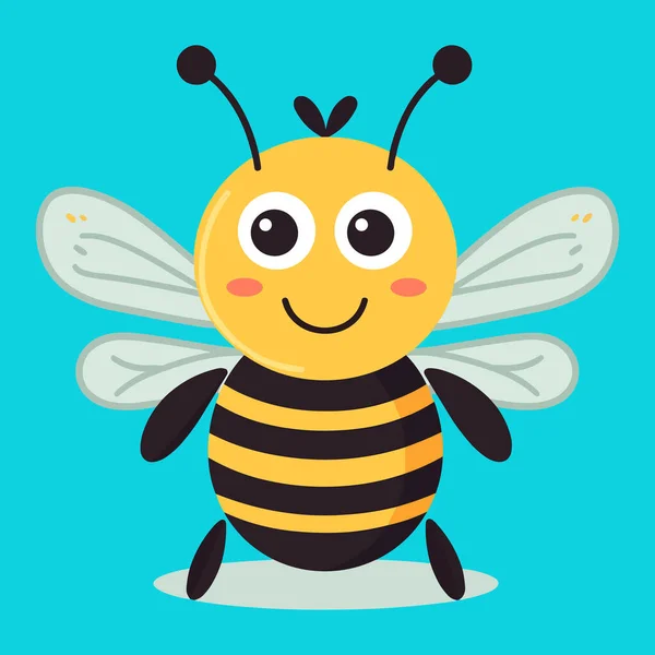 Simplistic Flat Illustration Cheerful Cute Bee — Stock Vector