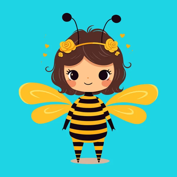 Vector Young Girl Bumble Bee Outfit — Stock Vector