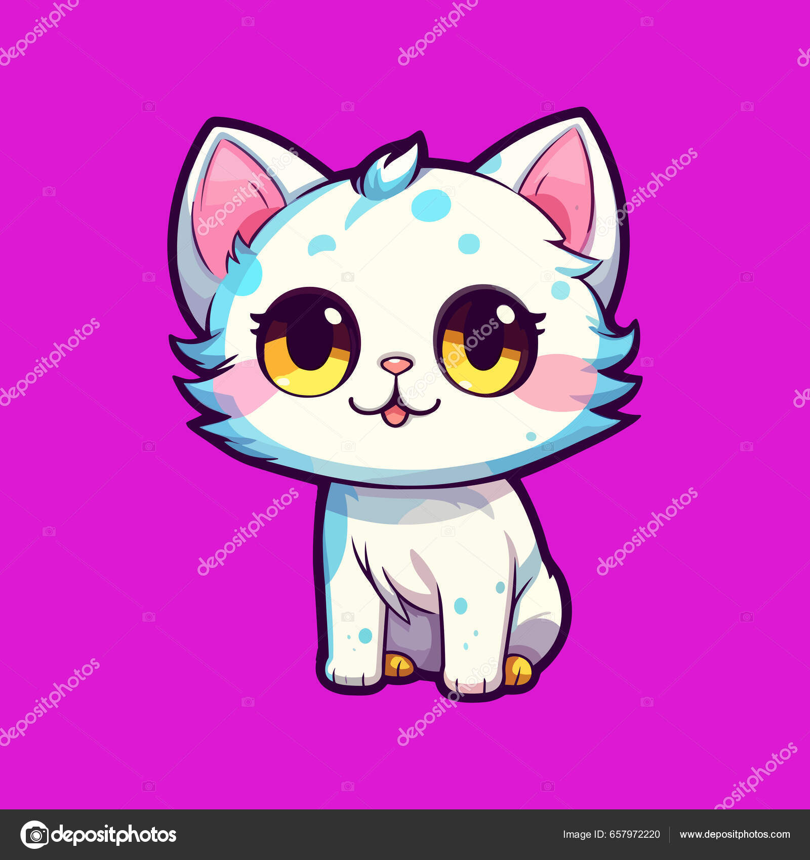 Bonito desenho de gato kawaii gerar ai