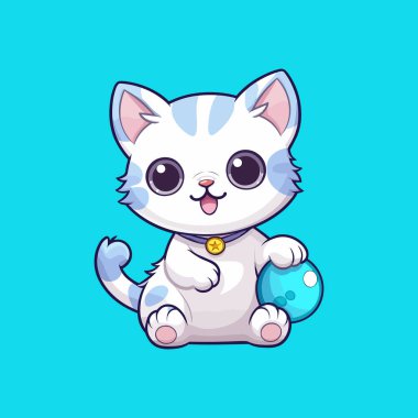 Şirin kedi top vektörüyle oynuyor.