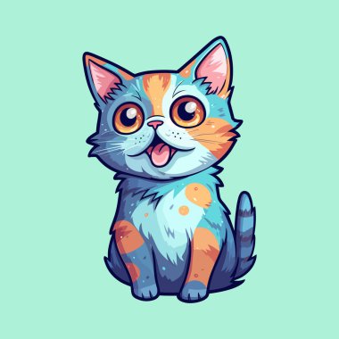 Pastel arka planda şirin kedi stili