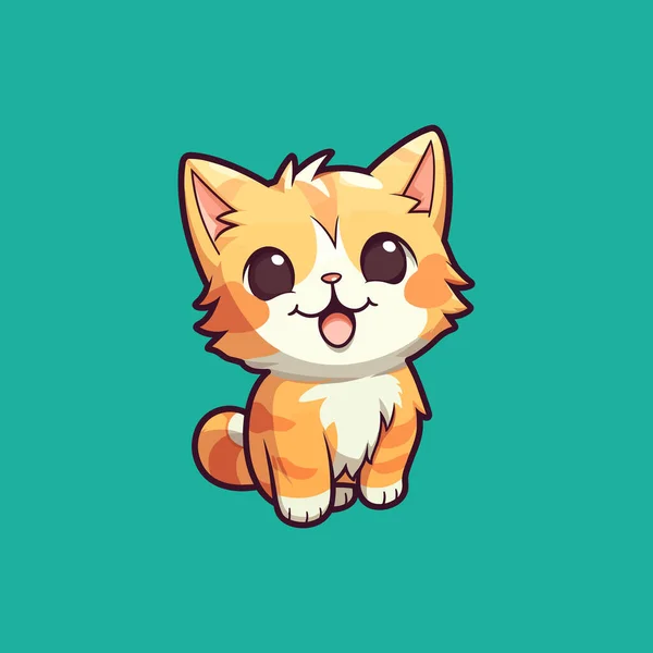 Adorable Kitten Kawaii Comic — Stock Vector
