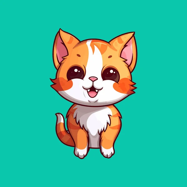 Lindo Dibujo Animado Gato Ilustración — Vector de stock