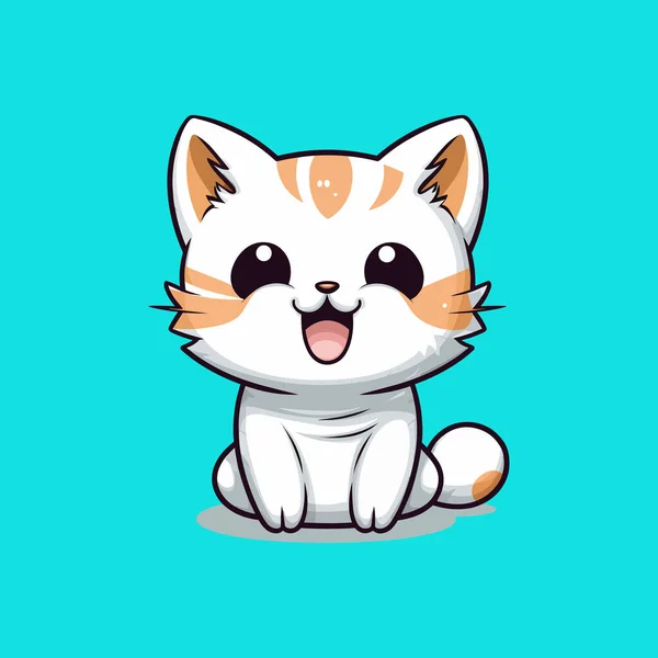 Niedliche Glückliche Katze Cartoon Design — Stockvektor