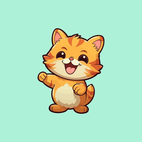 かわいいオレンジ猫座って幸せな表情 — ストックベクタ