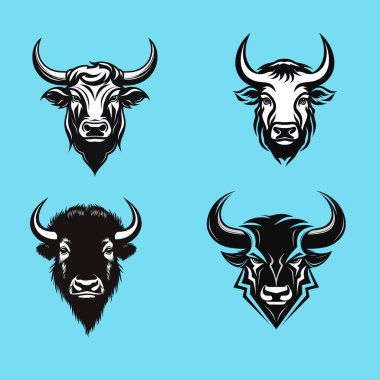 Mavi arka planda sağlıklı, yırtıcı bir boğa.