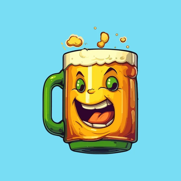 Beer Mug Character Illustration Party Drink Celebration Design — Stock Vector