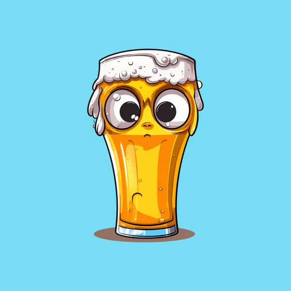 ビールのキャラクターのフラットアイコン優しいマグカップ — ストックベクタ