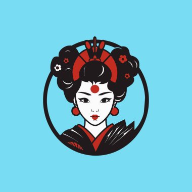 Japon geyşa karakter vektör logosu