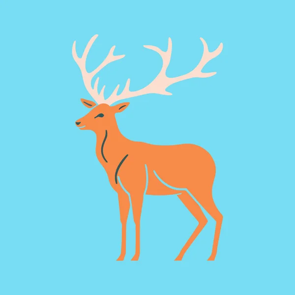 Logo Sederhana Dari Sebuah Vektor Datar Garis Reindeer Elegan - Stok Vektor
