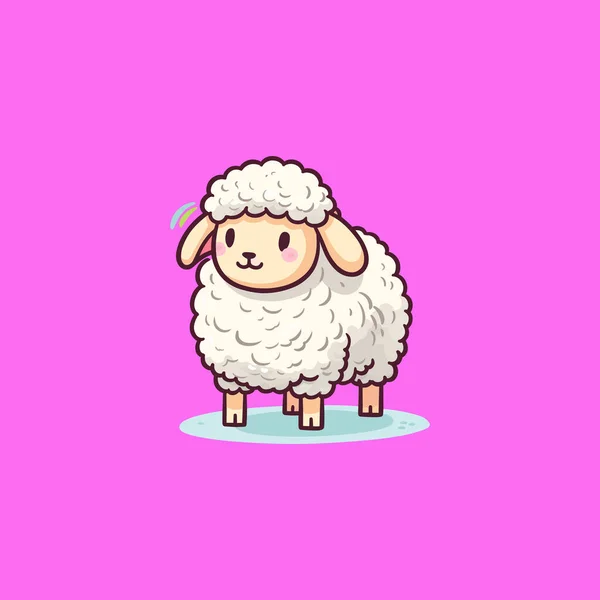 Cute Owiec Różowym Tle — Wektor stockowy