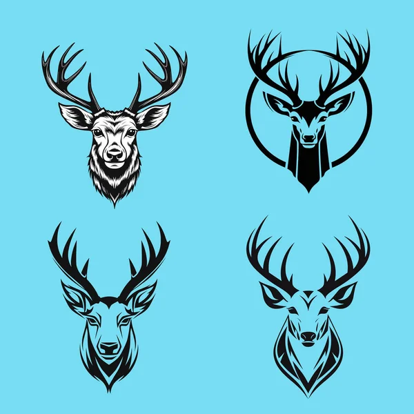 Deer Four Color Minimalistyczny Zestaw Logo Ikony Eleganckim Kolorze — Wektor stockowy