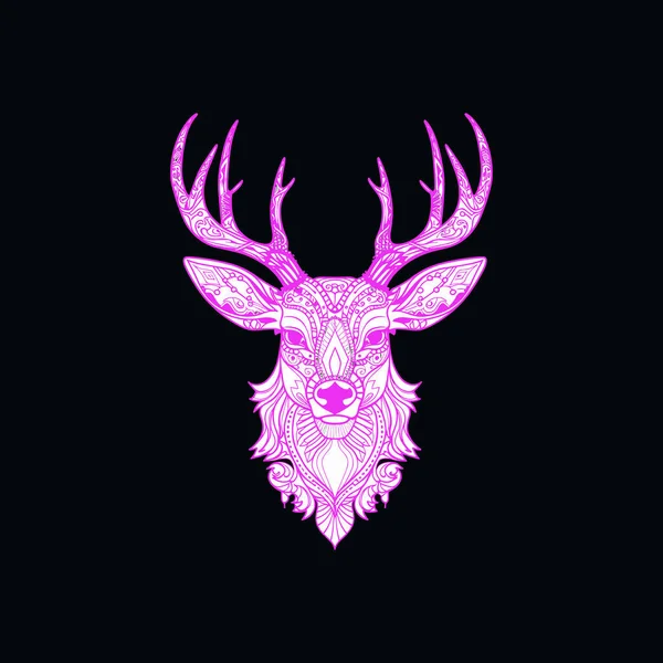 Deer Head Colorful Illustration Black Background — Stock Vector