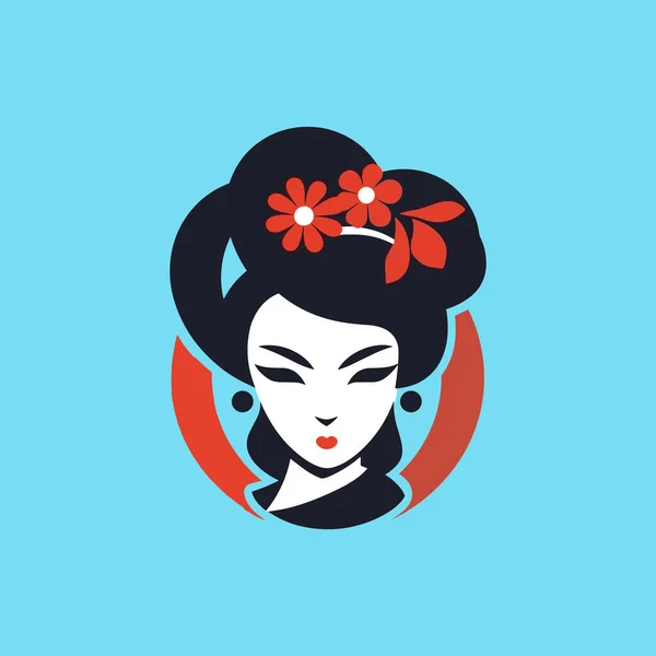 Logotipo Gueixa Símbolo Cultura Japonesa Ícone — Vetor de Stock