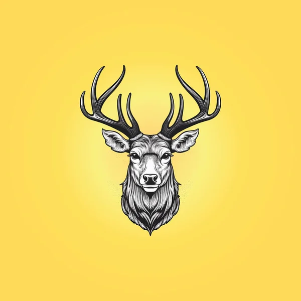 Deer Head Elegant Horns Template — Stock Vector
