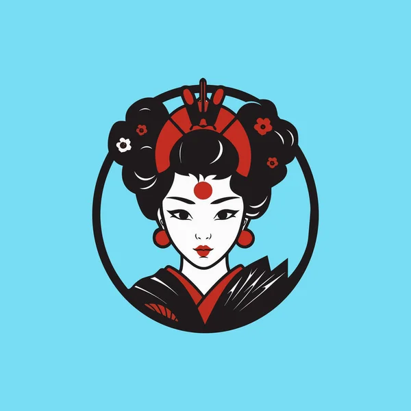 Japanische Geisha Charakter Vektor Logo — Stockvektor