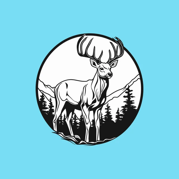 Desain Dan Ilustrasi Vektor Mule Deer - Stok Vektor