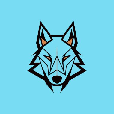 Kurt yüz logo vektörü mavi pastel arka planda izole