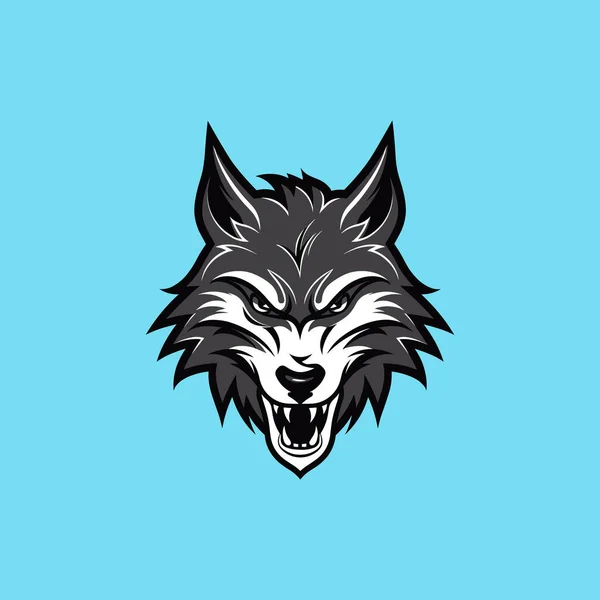 怒っているオオカミの頭のマスコットベクトル — ストックベクタ