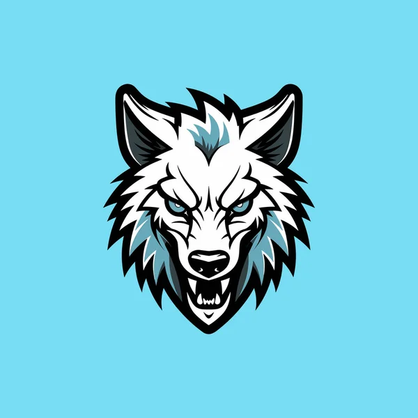 Wütend Wolf Maskottchen Logo Handgezeichnete Illustration — Stockvektor