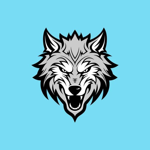 灰色土狼头的运动吉祥物图标 — 图库矢量图片