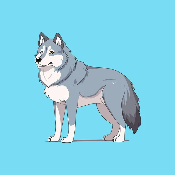 Vektor Roztomilý Vlk Plochém Kresleném Stylu — Stockový vektor
