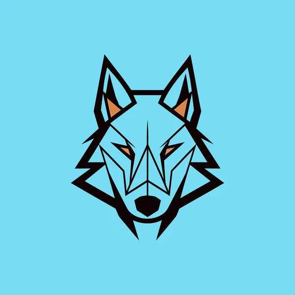 Logotipo Cara Wolf Vector Aislado Sobre Fondo Pastel Azul — Archivo Imágenes Vectoriales
