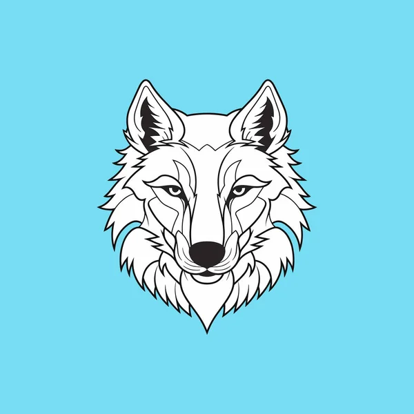Wolf Head Line Ilustración Arte — Vector de stock