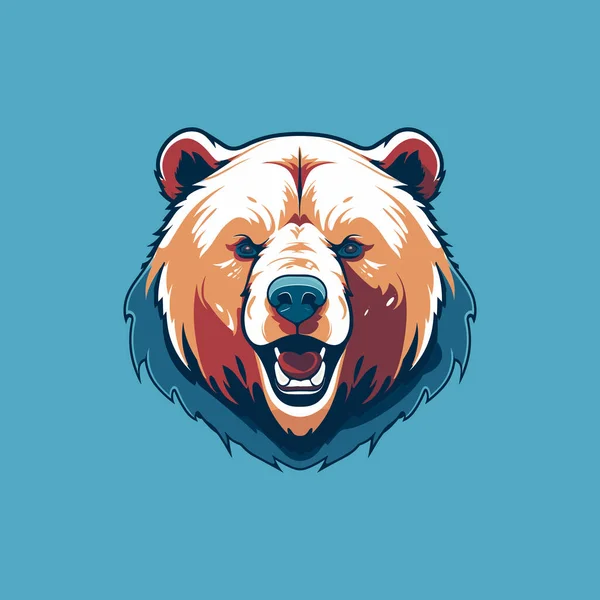 Maskot Medvědí Hlavou Izolovaný Modré — Stockový vektor