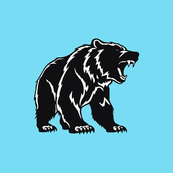 Niedźwiedzia Sylwetka Growling Zły Niedźwiedź Ikona Wektor — Wektor stockowy