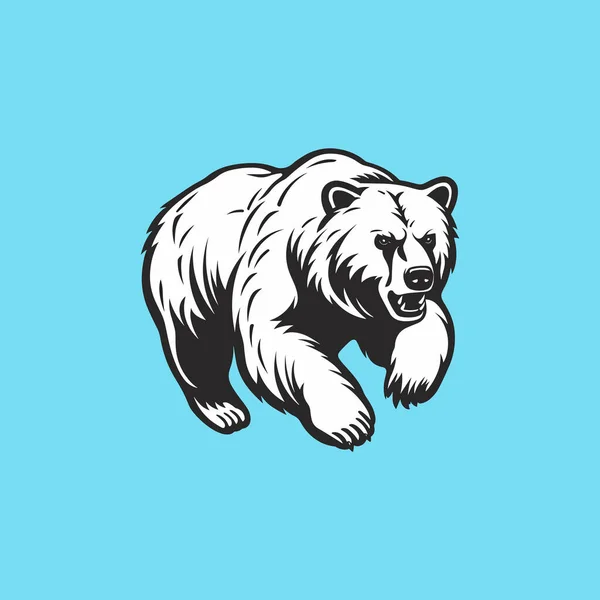 Черно Белый Медведь Бежит Вперед — стоковый вектор