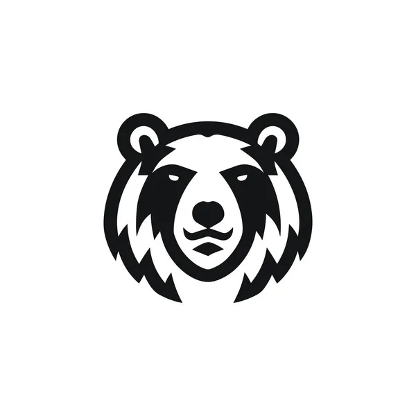 Černá Ikona Medvěd Tvář Bílém Pozadí — Stockový vektor