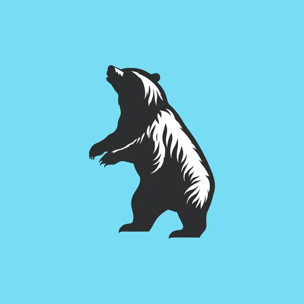 Черный Силуэт Медведя Стоящего Двух Задних Ногах — стоковый вектор