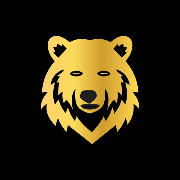 Urso Ouro Rosto Fundo Preto — Vetor de Stock