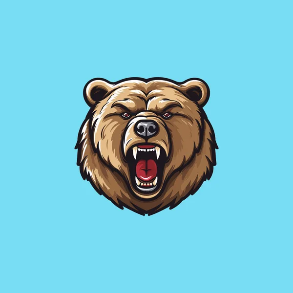 Logotipo Cabeça Urso Marrom Mascote Design Criativo —  Vetores de Stock