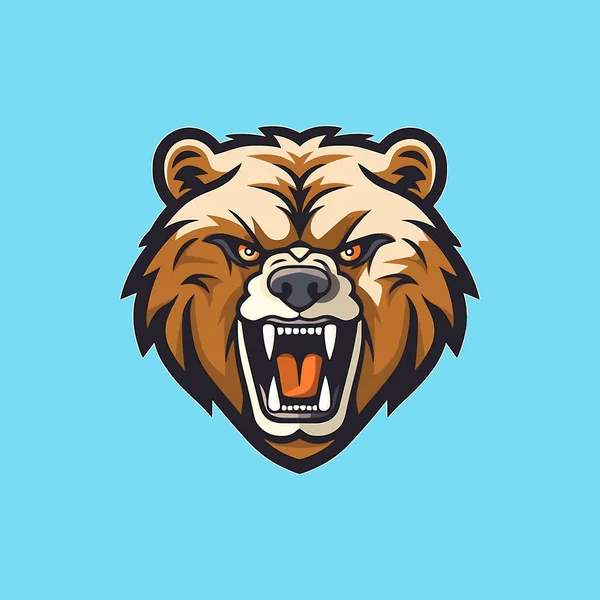 Grizzly Urso Cabeça Logotipo Símbolo Modelo Design — Vetor de Stock