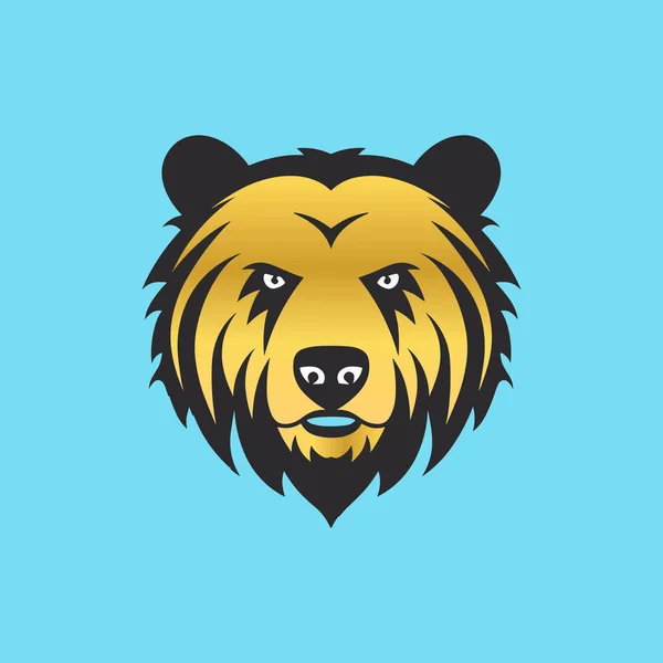 Vector Urso Cabeça Isolar Fundo Pastel Azul —  Vetores de Stock