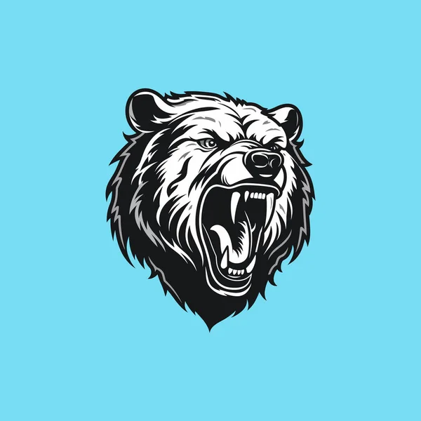 Σιλουέτα Προσώπου Αρκούδας Μπλε Φόντο — Διανυσματικό Αρχείο