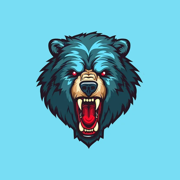 Vetor Irritado Urso Cabeça Mascote — Vetor de Stock