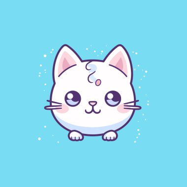 Kawaii tarzında şirin kedi yüzü vektör tasarımı