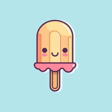 Kawaii dondurma çizgi film tasarımı, tatlı yemek